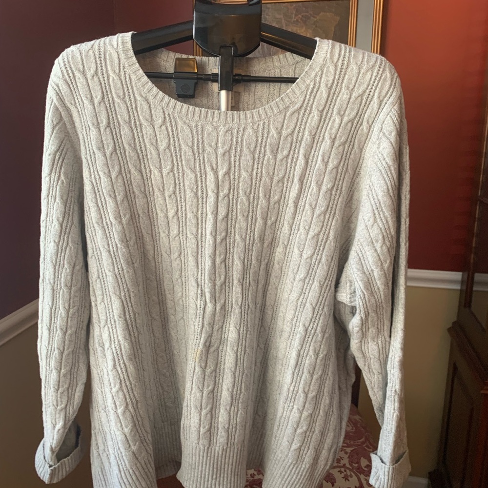 St. John's Bay Plus Womens Crew Neck Long Sleeve Cable Knit Pullover Swe…